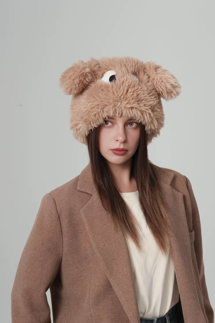 puppy_bucket_hat_brown_faux_fur_winter