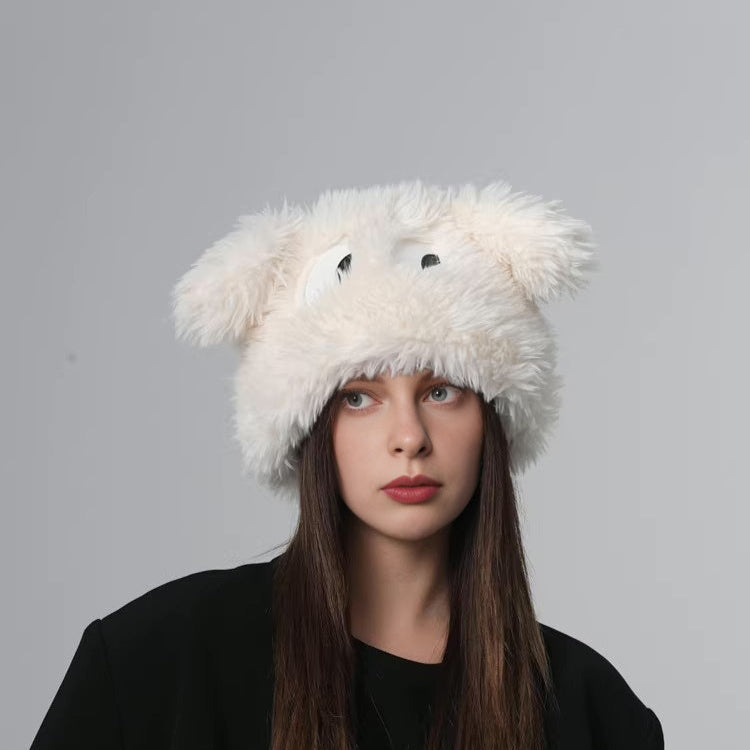 puppy_bucket_hat_white_faux_fur